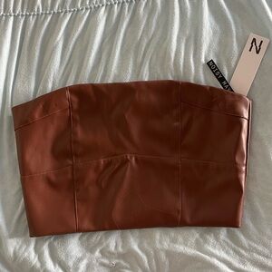 NWT Faux Leather Strapless Crop Top!